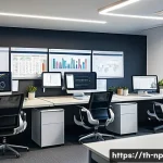 Home 21 편집 및 개선 프로세스의 비용 분석 - A professional office workspace scene showing a diverse team of content editors collaborating effici...