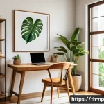 Home 20 편집을 통한 메시지 명확성 증대 방법 - An elegant modern workspace in a bright Thai home office with natural light streaming through large ...