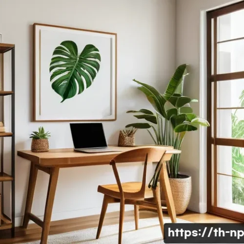 Home 32 편집을 통한 메시지 명확성 증대 방법 - An elegant modern workspace in a bright Thai home office with natural light streaming through large ...