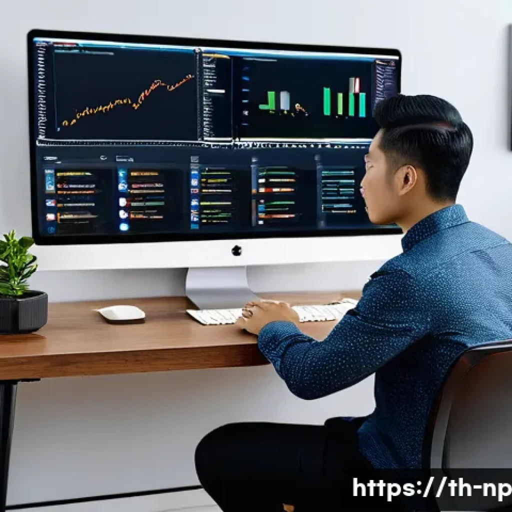 편집 및 개선 프로세스를 위한 외부 리소스 활용 - A modern digital workspace scene showcasing a Thai content creator sitting at a sleek desk with mult...