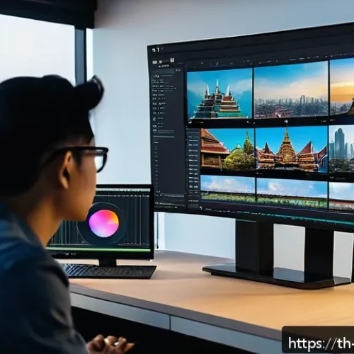 Home 17 편집 과정에서의 책임 분담 - A modern video editing team working collaboratively in a bright, well-organized studio in Bangkok, T...