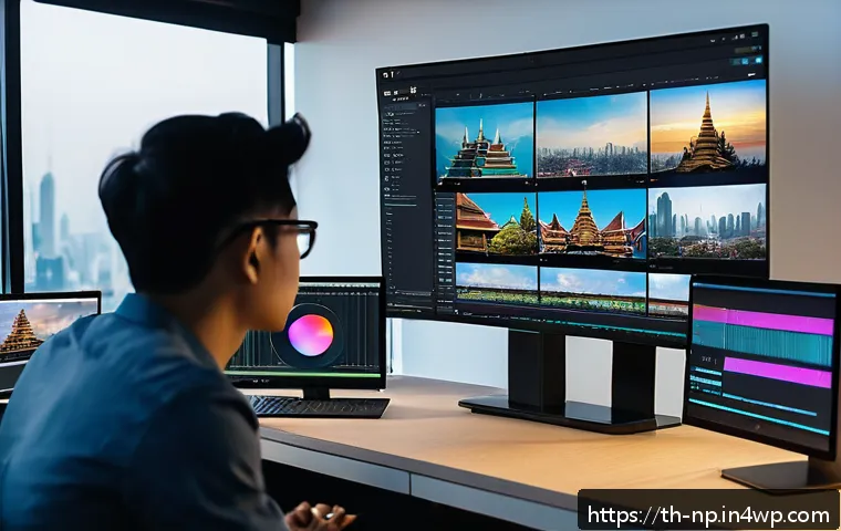 편집 과정에서의 책임 분담 - A modern video editing team working collaboratively in a bright, well-organized studio in Bangkok, T...